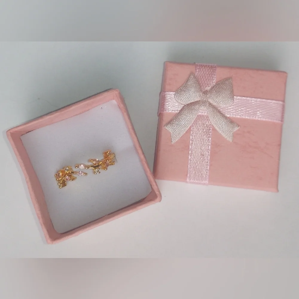 NEW adjustable women's ring, pink, CZ diamonds, gold - Picture 4 of 4